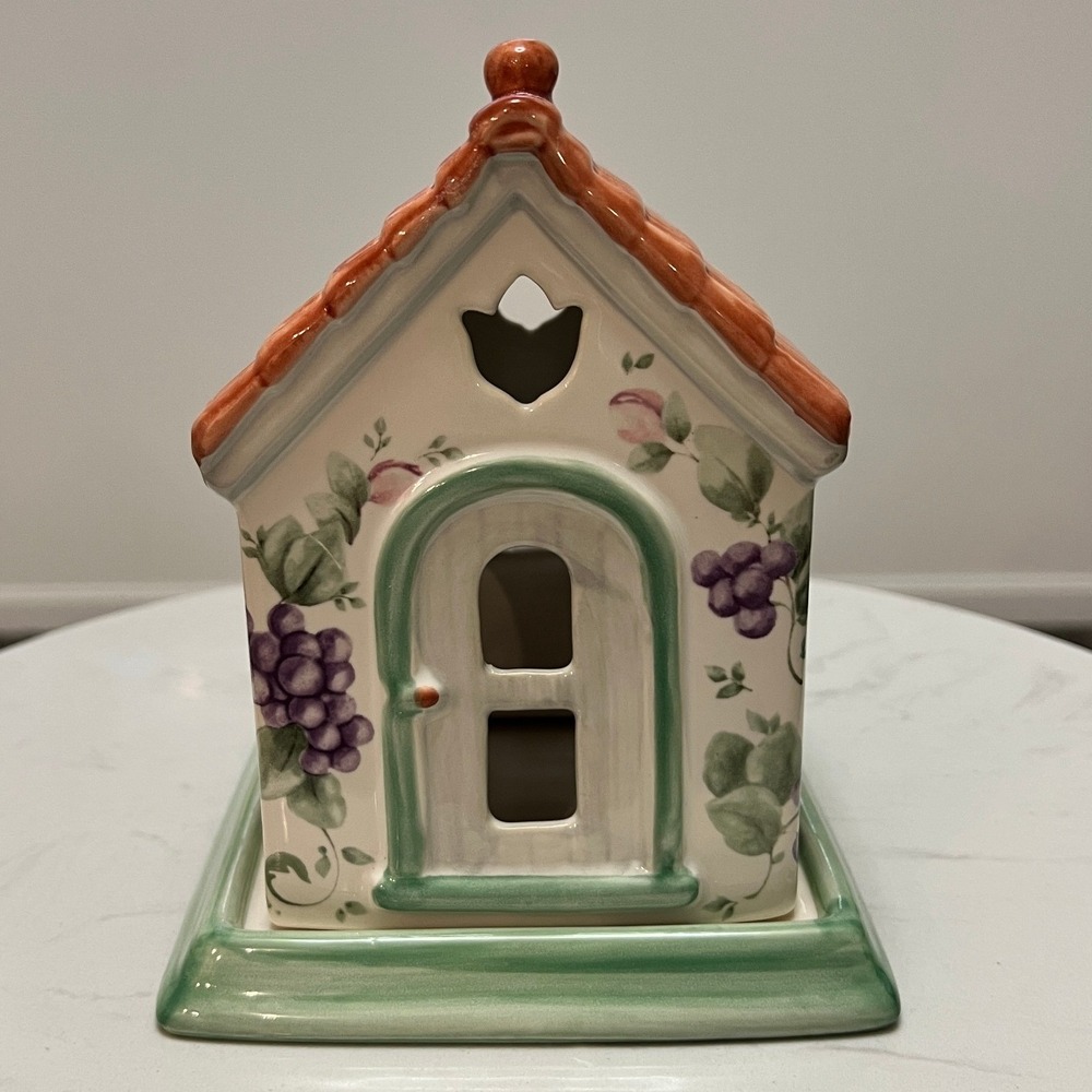 Pfaltzgraff Grapevine Cottage Bird House Tea Light Candle Cottagecore Spring